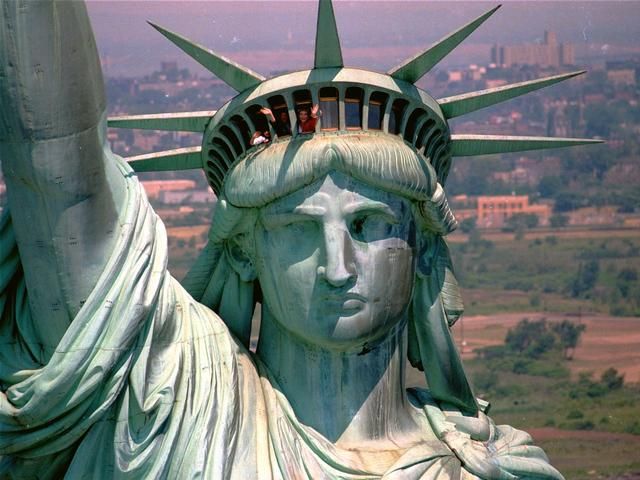 the statue of liberty crown. The crown, closed after