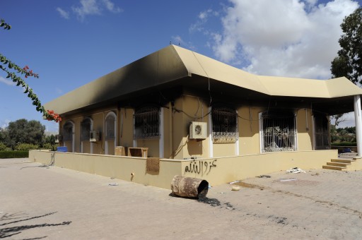  A file photo originally released    01 May 2013 by the US Federal Bureau of Investigation (FBI) of the damaged US Special Mission after it was attacked in Benghazi, Libya, 11 September 2012.  EPA/FEDERAL BUREAU OF INVESTIGATION