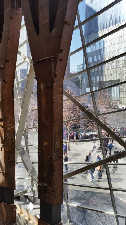 World Trade Center 'tridents', two steel columns that formed part of the building's structural support, seen at the National September 11 Memorial Museum at the World Trade Center site in New York. © 2015 VIN News. All rights reserved.  