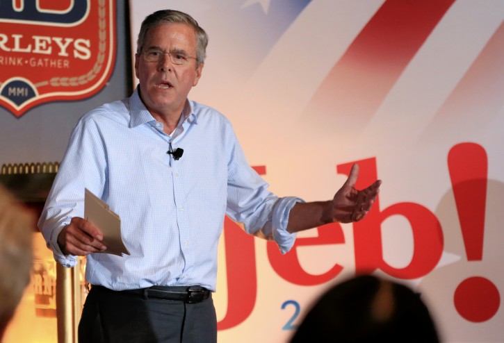 Republican presidential candidate, former Florida Gov. Jeb Bush, speaks during a meet and greet event in Council Bluffs, Iowa, Tuesday, July 14, 2015. (AP Photo/Nati Harnik)