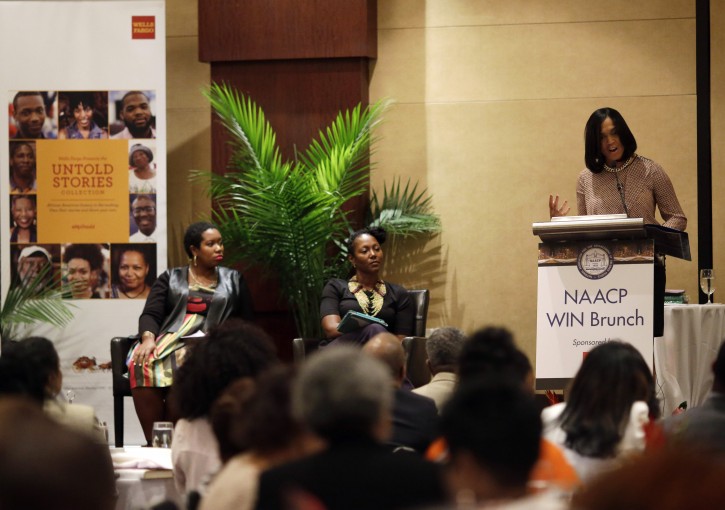 Baltimore State Attorney Marilyn Mosby delivers the keynote address during the Women in NAACP Empowerment Forum and Brunch, Sunday, July 12, 2015, in Philadelphia. The event was a part of the NAACP's 106th Annual National Convention, running through July 15. (AP Photo/Matt Slocum)