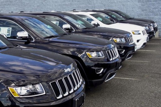 FILE - 2015 Jeep Grand Cherokee are exhibited on a car dealership in New Jersey, July 24, 2015. REUTERS