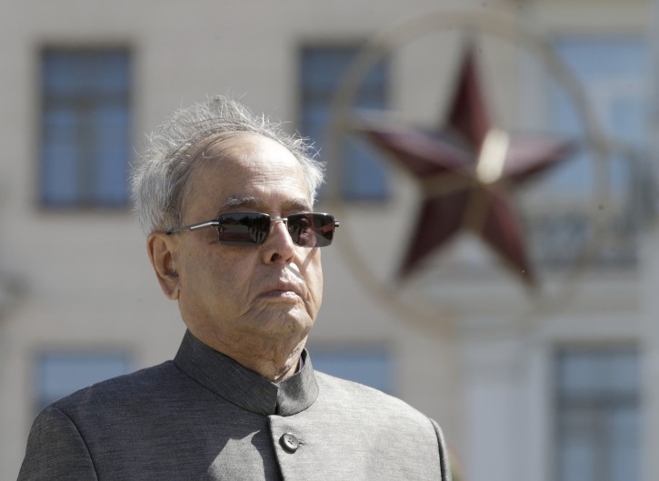 FILE - Indian President Shri Pranab Mukherjee attends a wreath laying ceremony at the Victory Square in Minsk, Belarus, 04 June 2015.  EPA