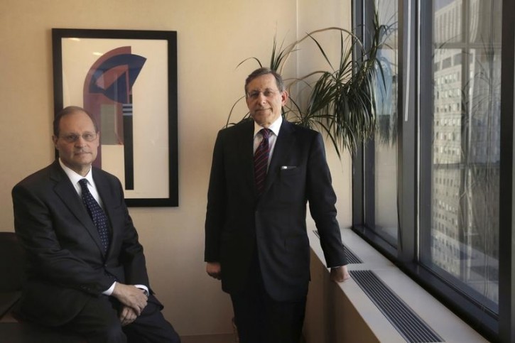 Jacques Semmelman (L) and Eliot Lauer, lawyers for convicted Israeli spy Jonathan Pollard (not pictured) pose for a portrait in New York, November 20, 2015. REUTERS/Lucas Jackson 