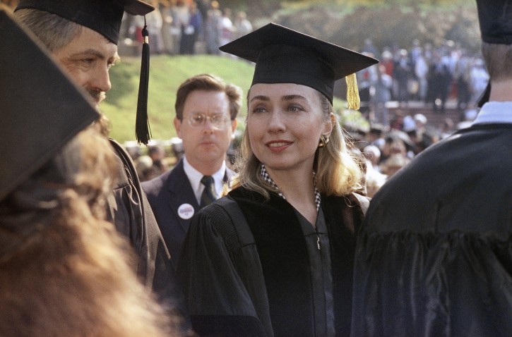 FILE - In this May 30, 1992, file photo, Hillary Rodham Clinton receives honorary doctor of laws degree from Hendrix College in Conway, Ark. As a young girl growing up in suburban Chicago, Hillary Rodham decided shed never change her last name _ no matter who she ended up marrying. Three decades later, an entire state debated her childhood choice. Arkansans grumbled about invitations to public events from Gov. Bill Clinton and Hillary Rodham. Chelsea Clintons birth announcement, featuring the two names, became a hot topic of conversation around the state. Today, they hear from Hillary Clinton. Thats the name aides to the front-runner for the Democratic presidential nomination say she now prefers. (AP Photo/Chris Ocken, File)