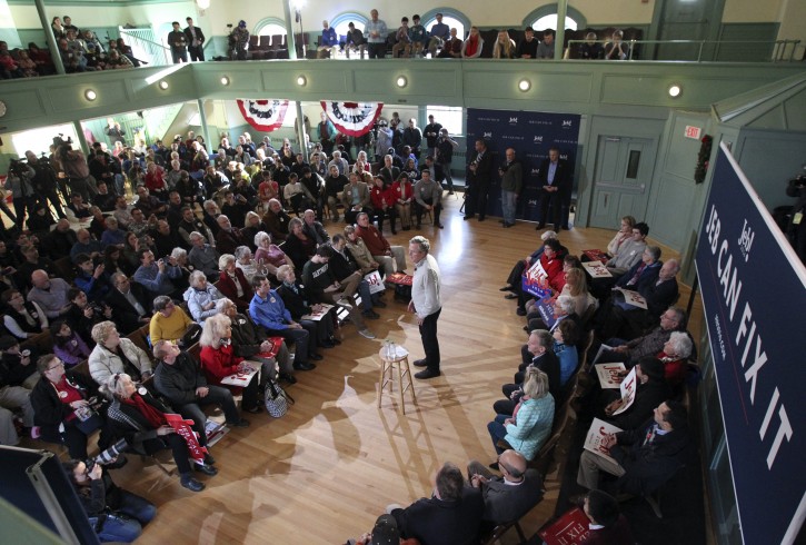 Republican presidential candidate Jeb Bush speaks during a town hall event, Saturday, Dec. 19, 2015, in Exeter, N.H. (AP Photo/Mary Schwalm)