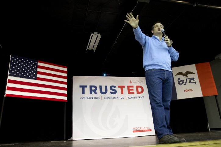 Republican presidential candidate, Sen. Ted Cruz, R-Texas, speaks during a town hall meeting, Friday, Jan. 29, 2016, in Wilton, Iowa. (AP Photo/Mary Altaffer)