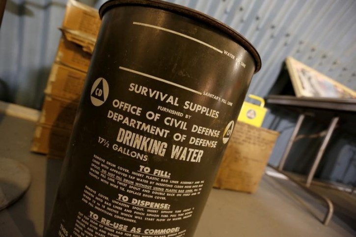 A drinking water container is shown in the cold-war era nuclear fallout shelter constructed for U.S. President John F. Kennedy on Peanut Island near Riviera Beach, Florida November 8, 2013. Reuters