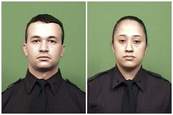 A combination picture of New York City Police officers Patrick Espeut (L) and Diara Cruzare shown in these handout photos provided by the New York City Police Department February 5, 2016. The two NYPD officers were recovering from gunshot wounds Friday, after a man opened fire on the officers on Thursday inside a public housing complex before fatally shooting himself, according to authorities.  REUTERS/NYPD/Handout via Reuters 