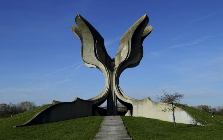 FILE - General view of a monument to affected detainees of Jasenovac camp in Jasenovac November 5, 2014. REUTERS/Antonio Bronic