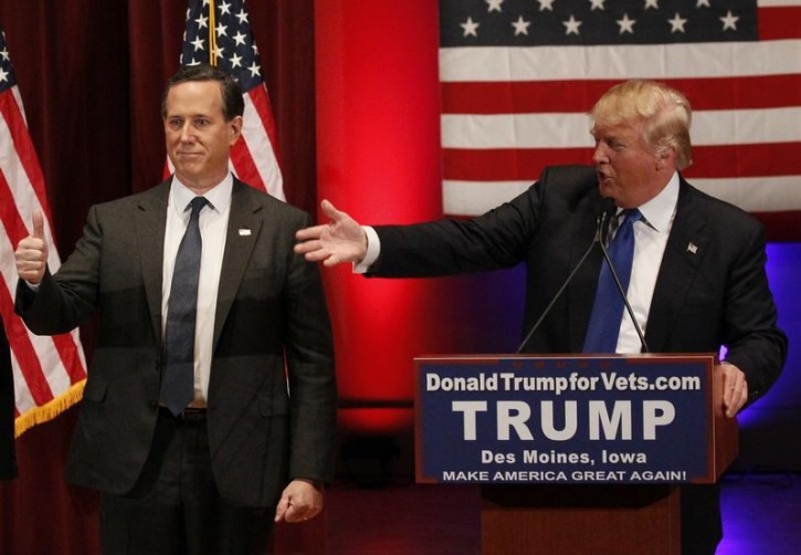 Washington – Former Republican Candidate Santorum Endorses Trump For President