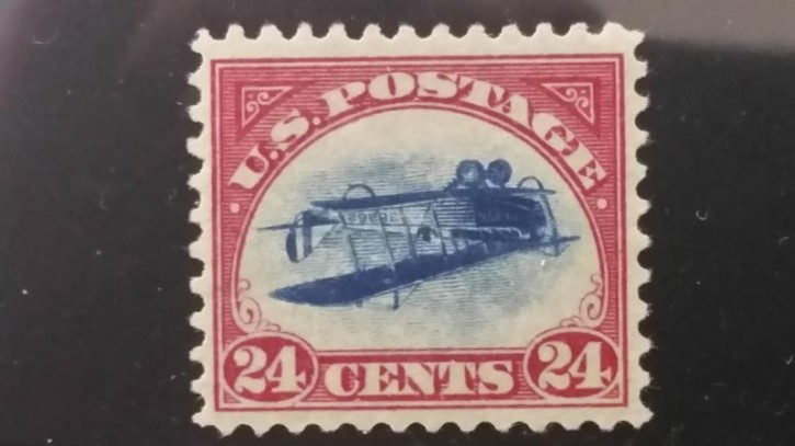 A rare "Inverted Jenny" stamp, the 1918 24-cent U.S. stamp featuring an airplane mistakenly printed upside-down, stolen 61 years ago, is shown in this FBI image released on June 2, 2016. Courtesy FBI/Handout via REUTERS 