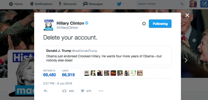 Washington – Campaign Tweet-fight! Clinton, Trump Camps Brawl On Twitter