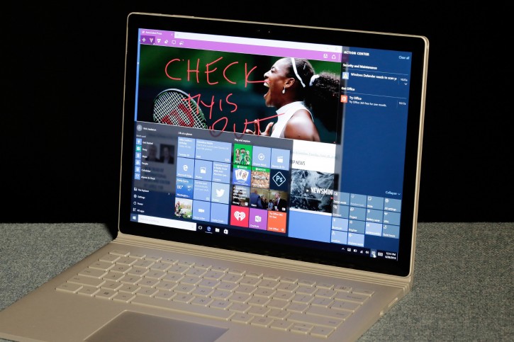 The Windows 10 program is shown on a Microsoft Surface computer, photographed in New York, Tuesday, June 28, 2016. (AP Photo/Richard Drew)