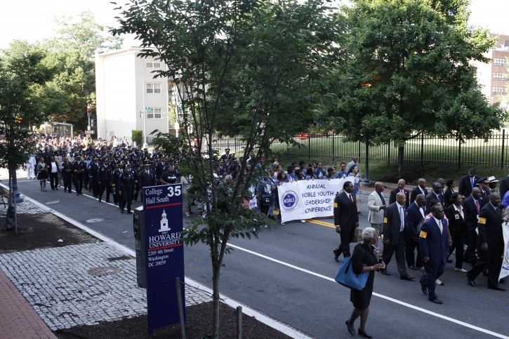 The National Organization of Black Law Enforcement Executives (NOBLE) honored fallen police officers with a Memorial March at Howard University, Wednesday, July 20, 2016, in Washington. The march included over 1200 participants, including police officers, civil rights leaders and supporters from across the country. (AP Photo/Paul Holston)