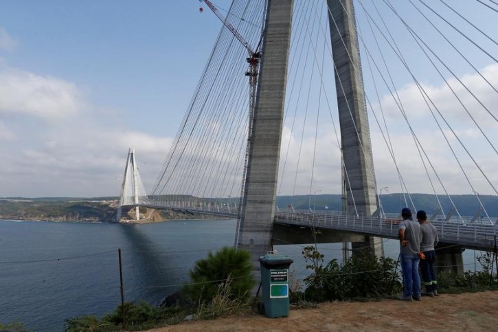 A general view shows the Yavuz Sultan Selim Bridge, the third Bosphorus bridge linking the European and Asian sides of Istanbul, Turkey, August 23, 2016. Picture taken August 23, 2016.  REUTERS/Osman Orsal 