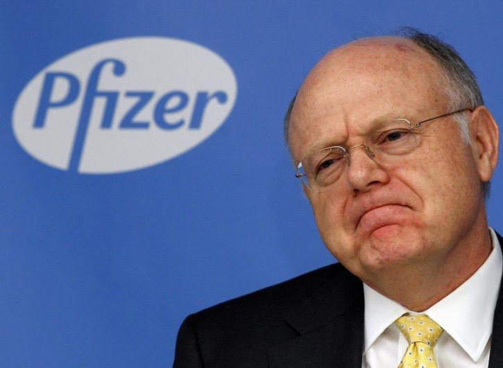 FILE - Ian Read, chief executive officer of Pfizer, listens to a reporter's question at a news conference in New York November 5, 2013. Reuters