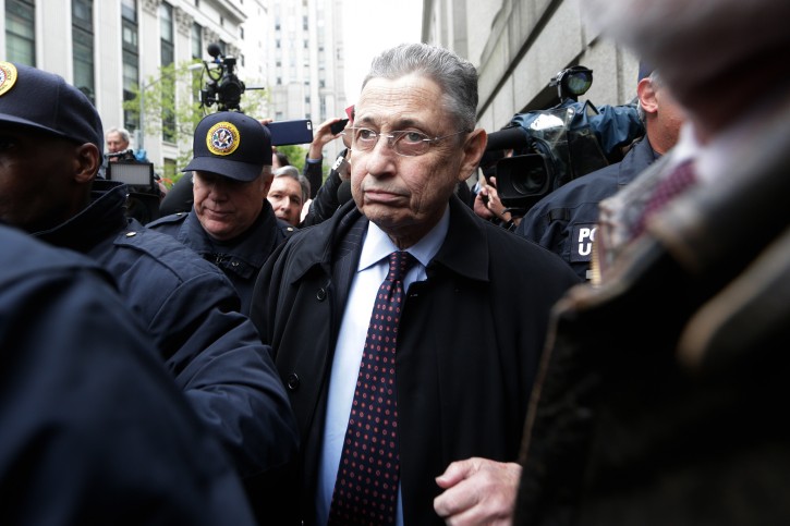 FILE - epa05288843 Sheldon Silver, the former speaker of the New York State Assembly, leaves  federal court after his sentencing in New York, New York, USA, 03 May 2015.  EPA