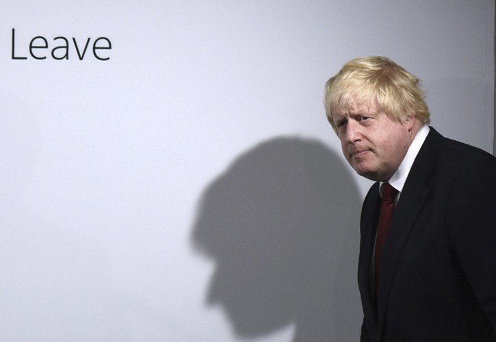 FILE - In this Friday, June 24, 2016 file photo, Vote Leave campaigner Boris Johnson arrives for a press conference at Vote Leave headquarters in London .   (Mary Turner/Pool via AP, File)