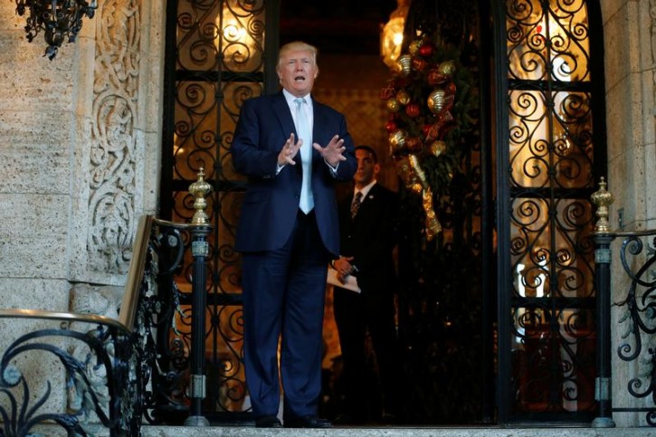 U.S. President-elect Donald Trump delivered brief remarks to reporters at the Mar-a-lago Club in Palm Beach, Florida, U.S. December 28, 2016. REUTERS/Jonathan Ernst