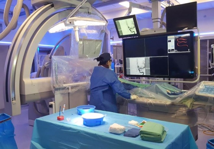Dr. Anat Horev performs a brain catheterization live on Facebook. (photo credit:SOROKA MEDICAL CENTER)