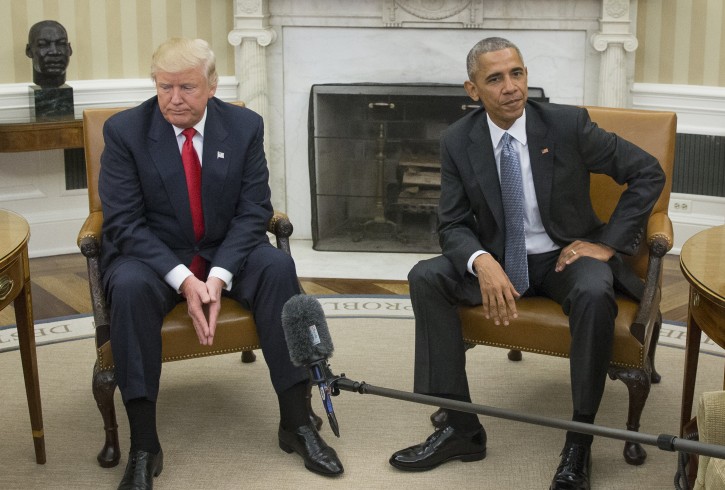 FILE - US President Barack Obama (R) and President-elect Donald Trump (L) meet in the Oval Office of the White House in Washington, DC, USA, 10 November 2016. EPA