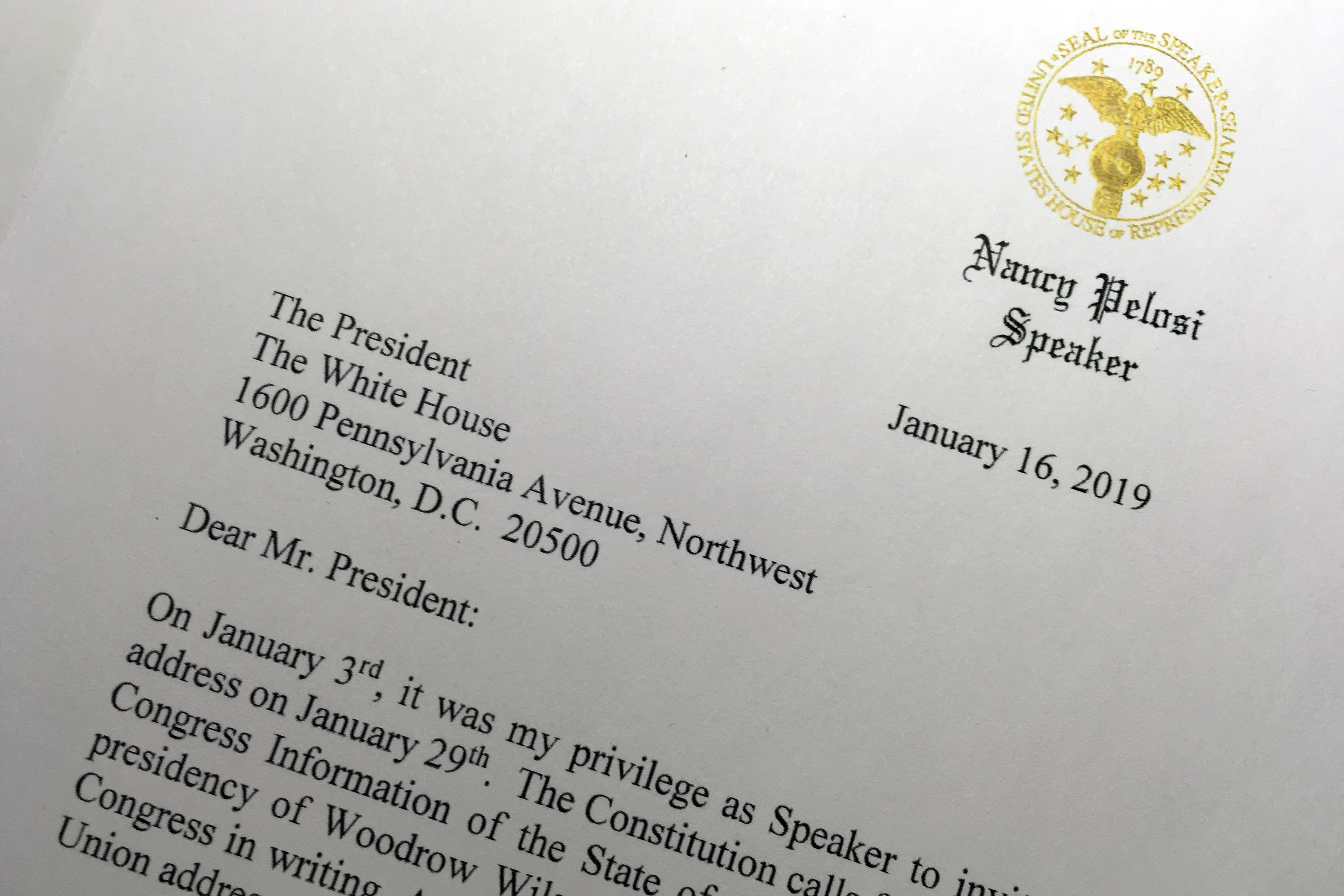 Washington - Pelosi Asks Trump To Delay State Of Union Speech3990 x 2660