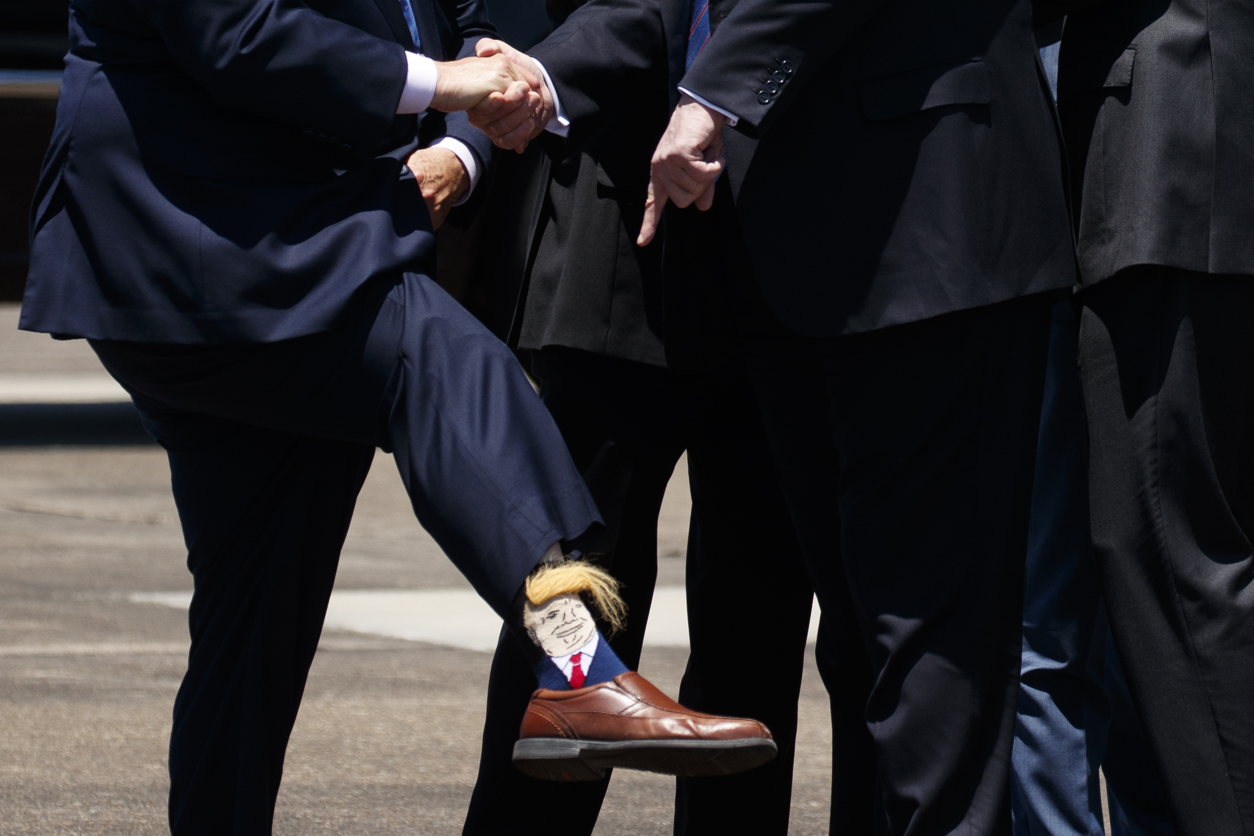 Charles, LA - Trump Greeted By Lieutenant Governor Wearing &#39;Trump Socks&#39;