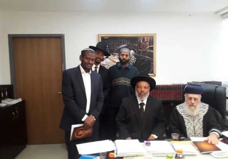 Rabbi Yosef, Rabbi Wobst and additional rabbis of the Ethiopian community, 2018.. (photo credit: MINISTRY OF RELIGIOUS SERVICES)