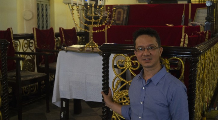 Sammy Samuels, the de facto leader of Myanmar’s remaining Jewish community, inside Yangon’s synagogue. (Charles Dunst)