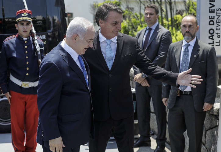 FILE - Brazilian President-elect Jair Bolsonaro (R) receives Israel's Prime Minister Benjamin Netanyahu (L) at Forte de Copacabana fortress in Rio de Janeiro, Brazil, 28 December 2018. EPA