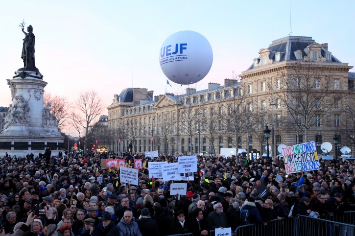 Image result for Thousands take to streets of France after antisemitic attacks