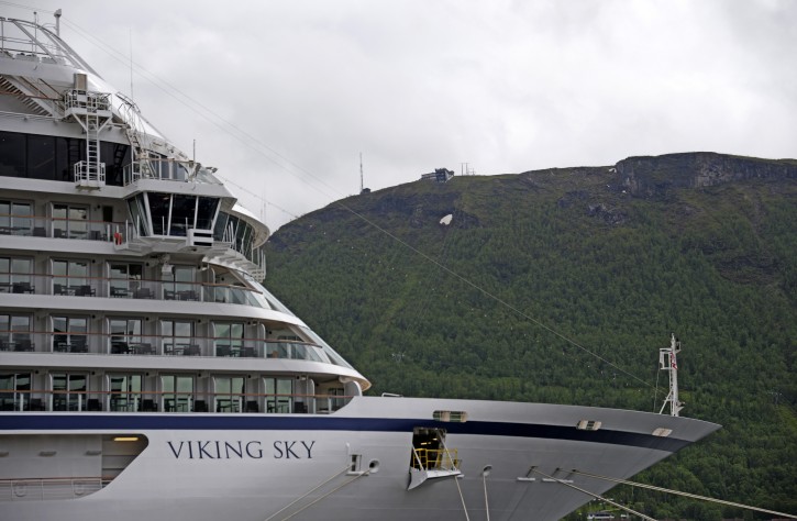 he cruise ship Viking Sky after it sent out a Mayday signal because of engine failure in windy conditions off the west coast of Norway, Saturday March 23, 2019. The Viking Sky is forced to evacuate its 1,300 passengers. (Rune Stoltz Bertinussen / NTB scanpix via AP)