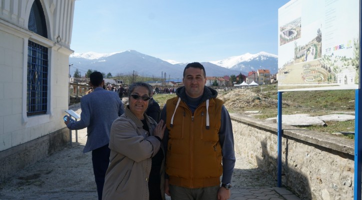 Maria and Zoran Behar visit the Jewish cemetery of their native Bitola, Macedonia on March 10, 2019. (Cnaan Liphshiz)