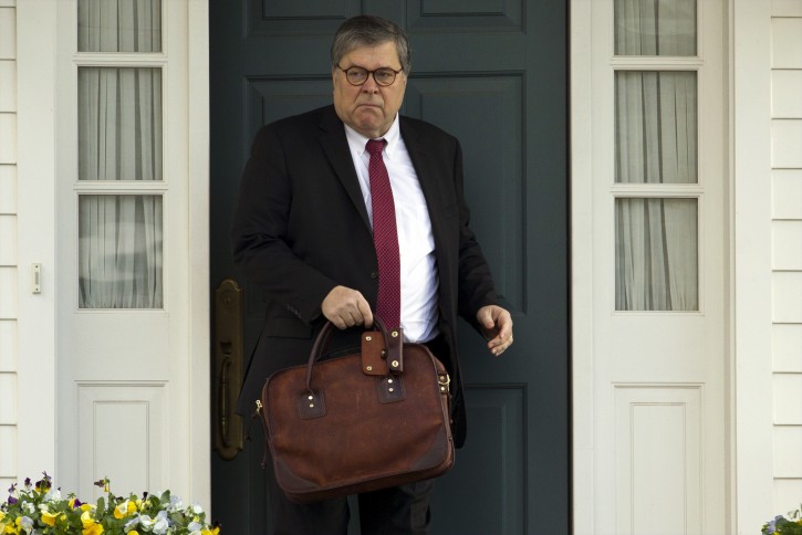 Attorney General William Barr leaves his home in McLean, Va., on Friday, March 22, 2019.