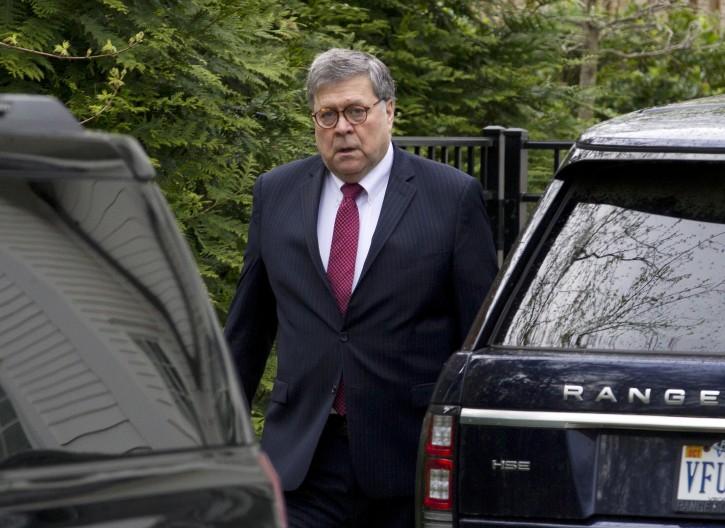Attorney General William Barr leaves his home in McLean, Va., on Monday, April 15, 2019. (AP Photo/Jose Luis Magana)