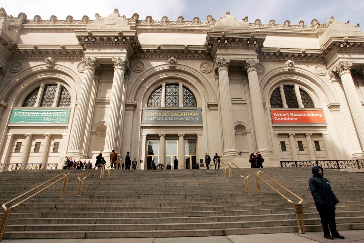 Visitors walk along the steps of the Metropolitan Museum of Art in New York, March 6, 2006. REUTERS/Keith Bedford/File Photo