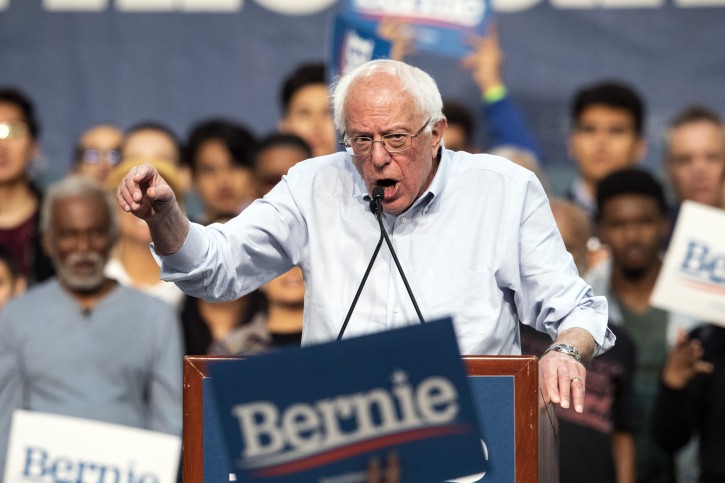 FILE -  Senator Bernie Sanders delivers a speech during his rally at the Convention Center in Pasadena, California, USA, 31 May 2019. EPA