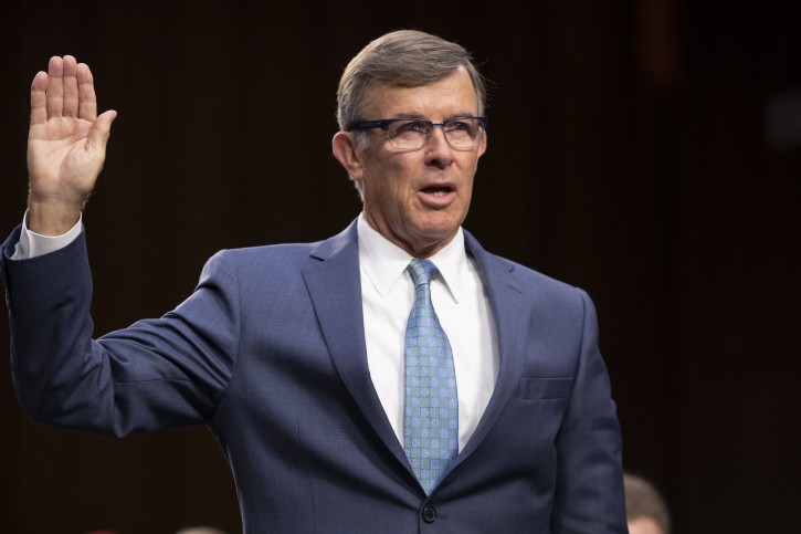 Retired Vice Adm. Joseph Maguire appears before the Senate Intelligence Committee to be confirmed as the director of the National Counterterrorism Center, on Capitol Hill in Washington, Wednesday, July 25, 2018. (AP Photo/J. Scott Applewhite)